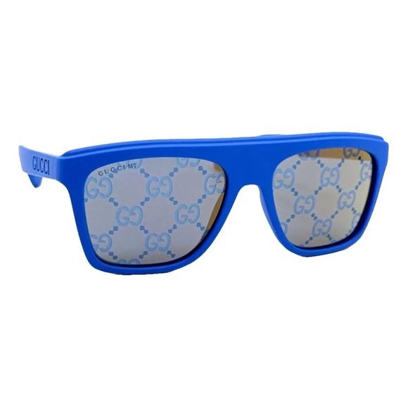 Gucci Accessories - Gucci Bright Blue Matte Logo Mirror Sunglasses — Authentic, NWT